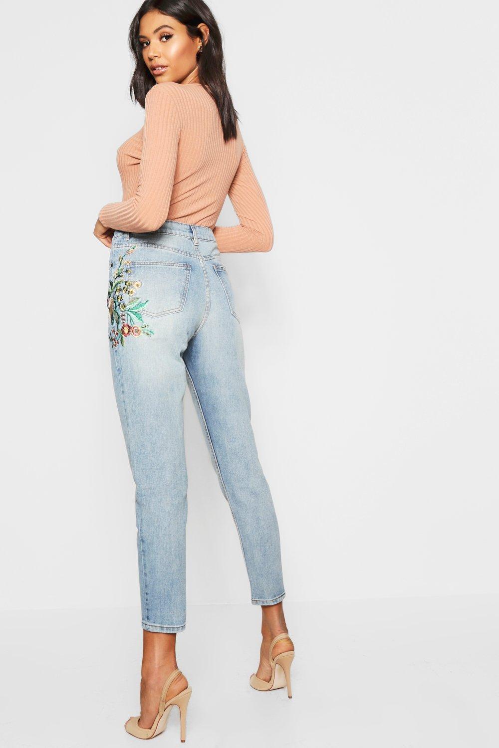 High waisted best sale embroidered skinny jeans